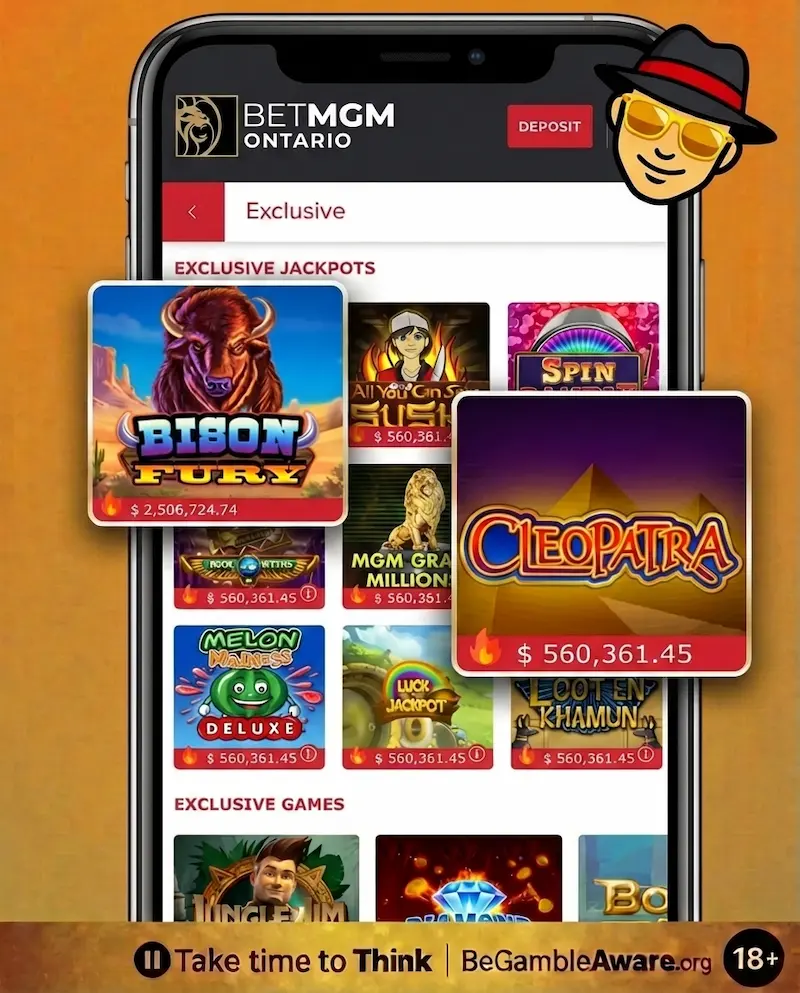 BetMGM Casino Ontario mobile interface with responsible gaming message