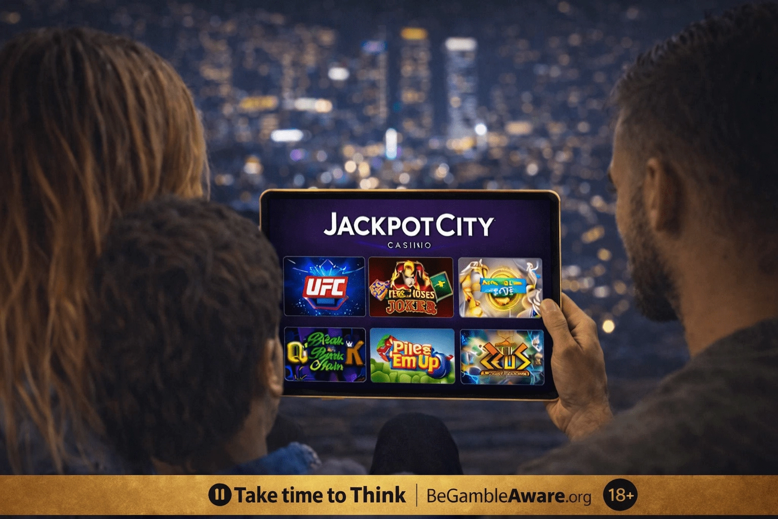 JackpotCity Casino interface with GambleAware responsible gaming tools
