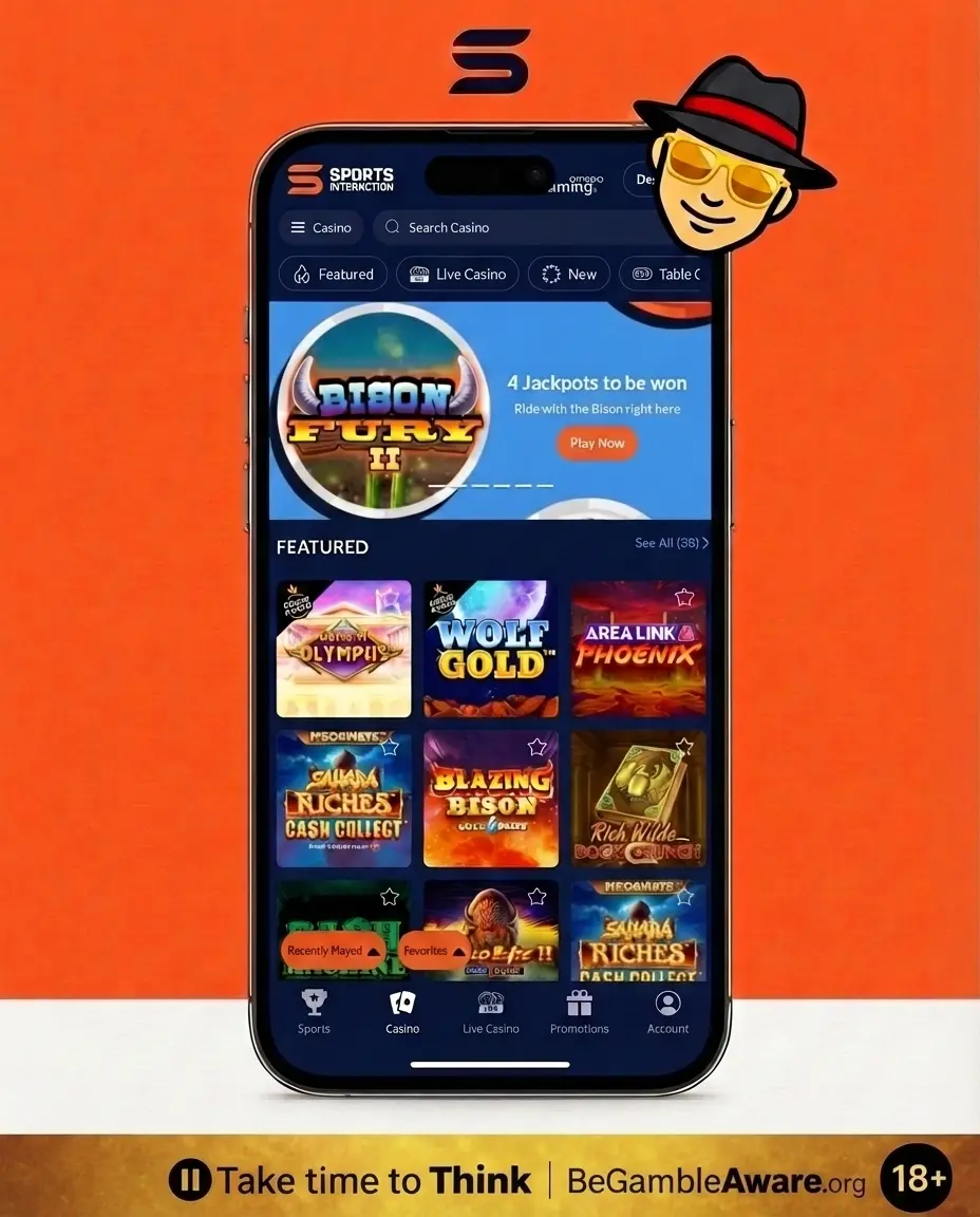 Sports Interaction casino interface